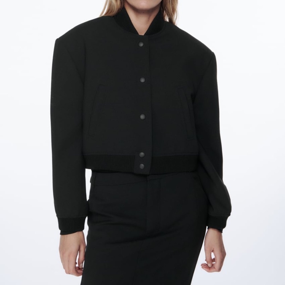 Zara wool blend crop bomber